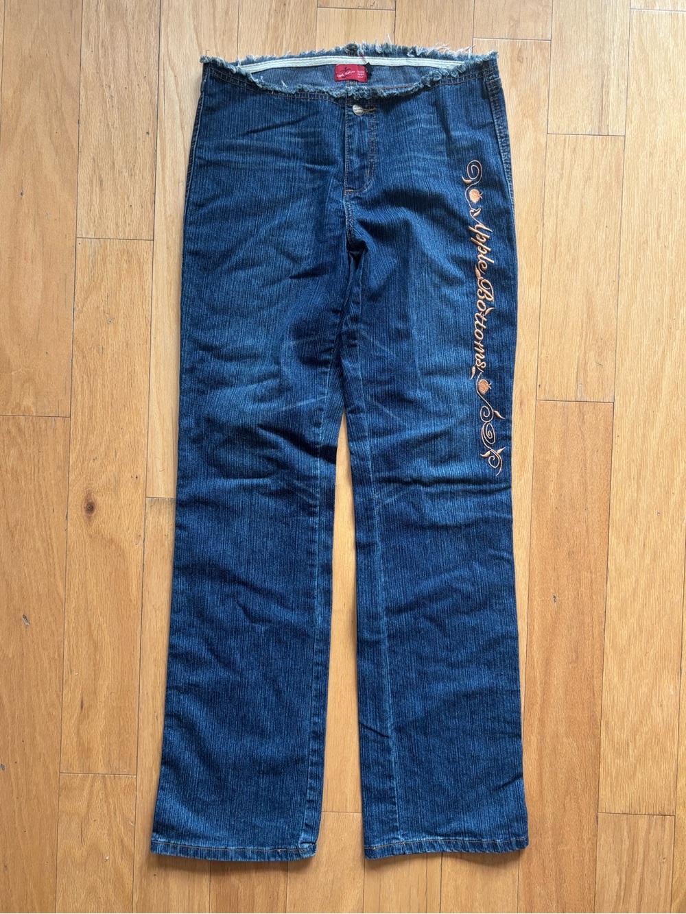 vintage y2k apple bottoms flare raw hem jeans